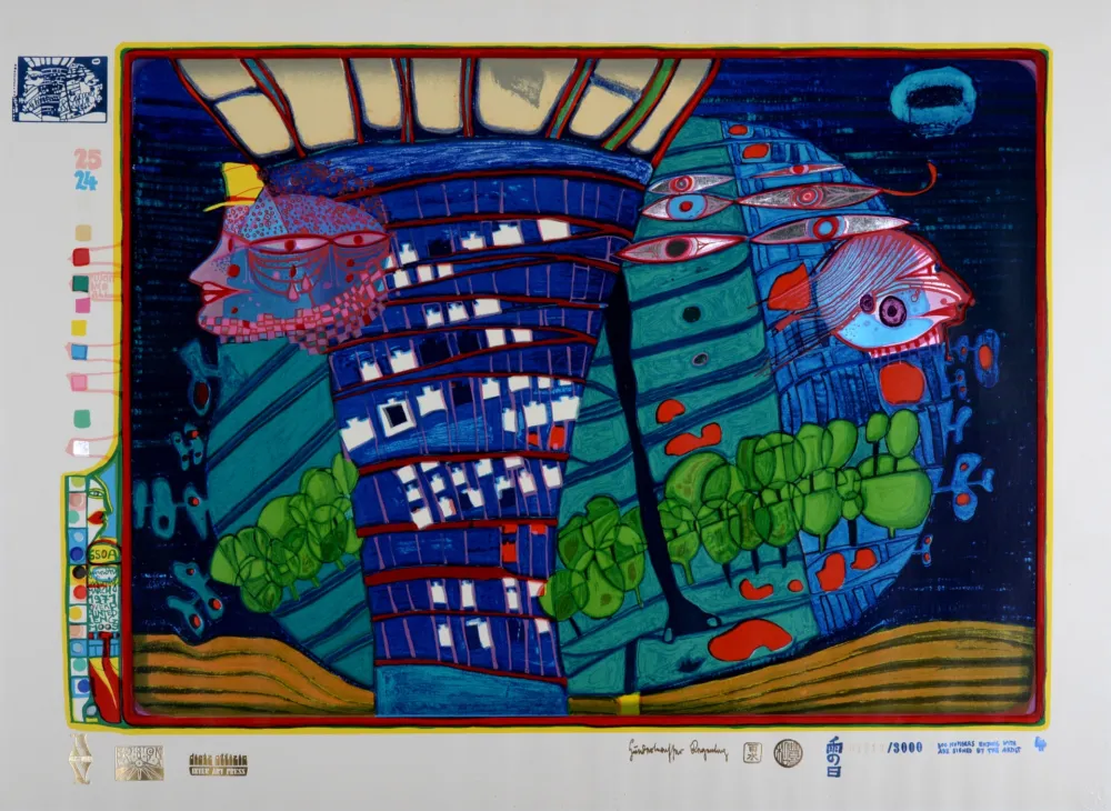 Serigrafía Hundertwasser - Exodus Into Space, Plate 4, 1970-72