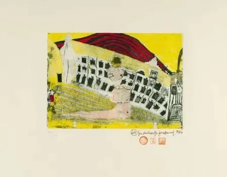 Grabado Hundertwasser - Madchenfun in grass (1964)