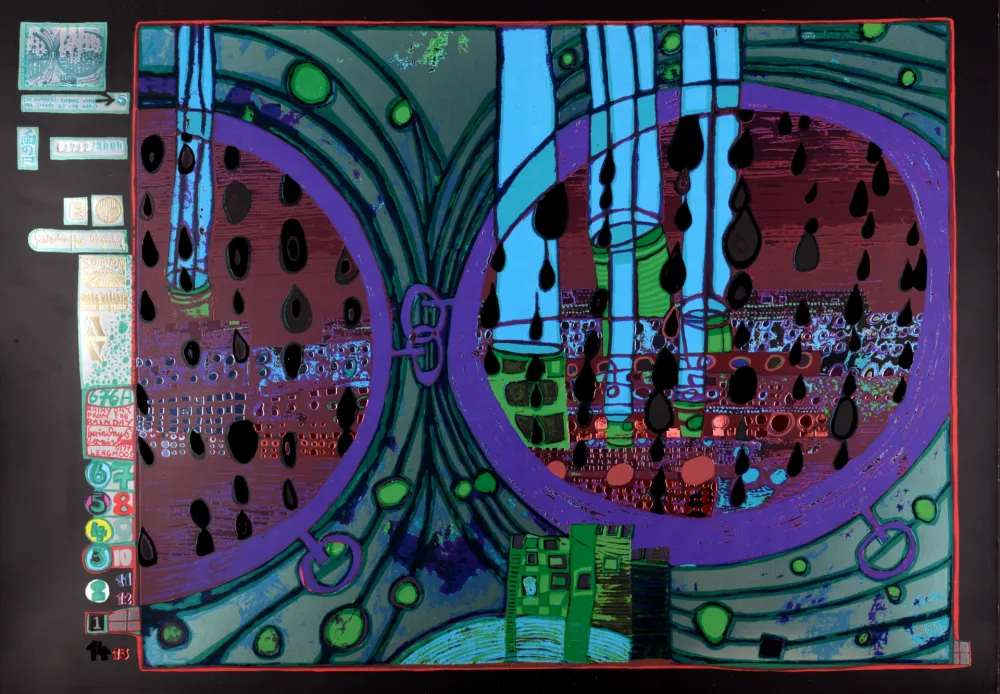 Litografía Hundertwasser - Rainy day from the rain day, Plate 5, 1970-72