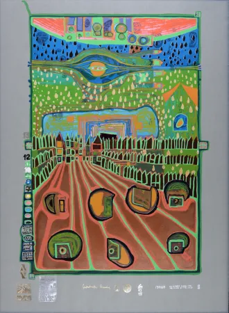 Serigrafía Hundertwasser - Street for survivers, Plate 2, 1970-72