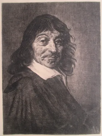 Grabado Ilsted - René Descartes, after the portrait by Frans Hals