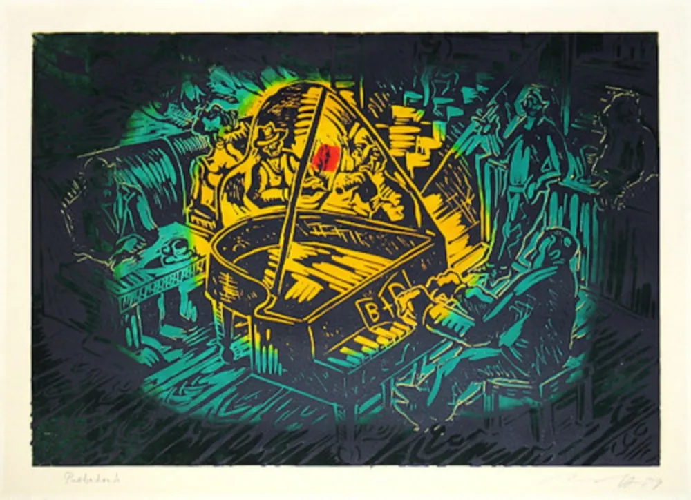 Linograbado Immendorff - Ständchen für B und D