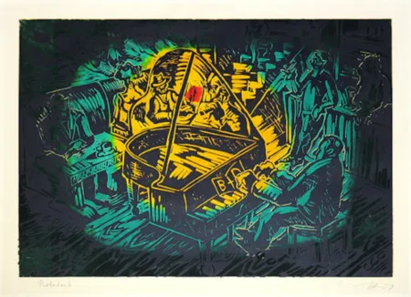 Linograbado Immendorff - Ständchen für B und D
