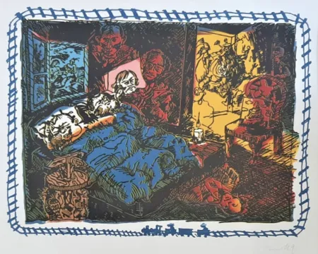 Linograbado Immendorff - Surrealistisches Tribunal