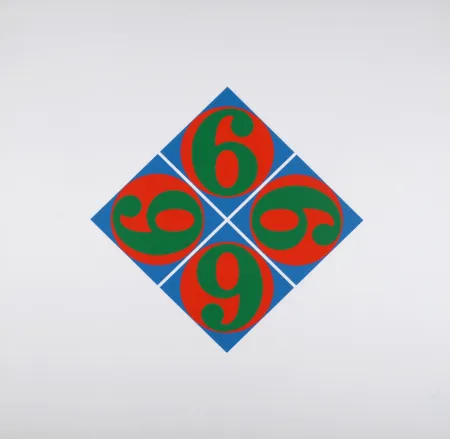 Serigrafía Indiana - Four Sixes, 1969 - hand-signed