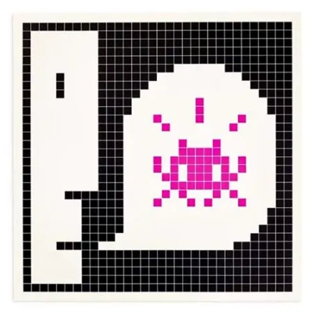 Serigrafía Invader - Alert : System Infected (Magenta)