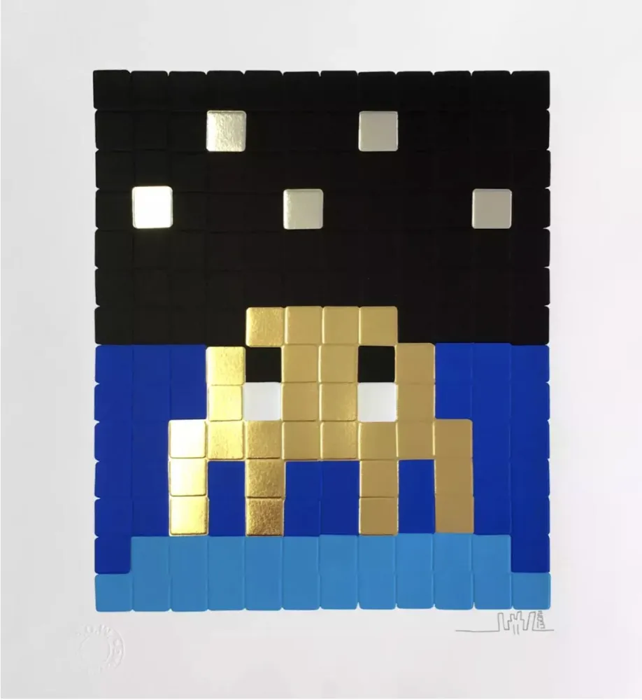 Serigrafía Invader - Space One (Gold)
