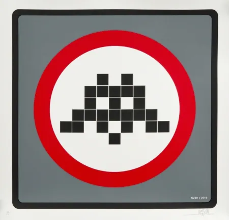 Serigrafía Invader - Warning (Grey)