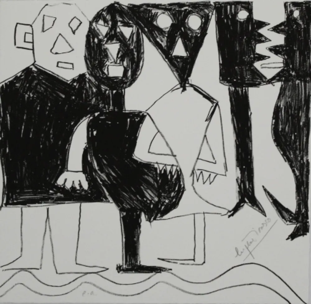 Litografía Ionesco - A bord de la nef