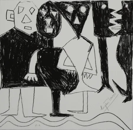 Litografía Ionesco - A bord de la nef