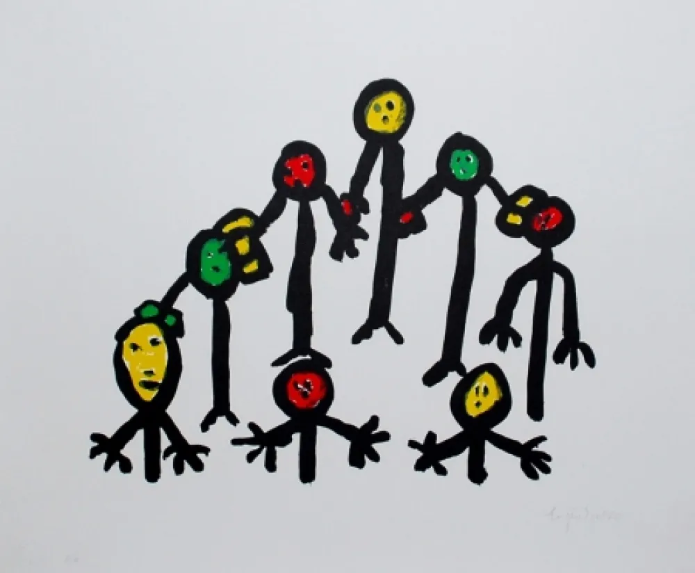 Litografía Ionesco - Le cercle familial