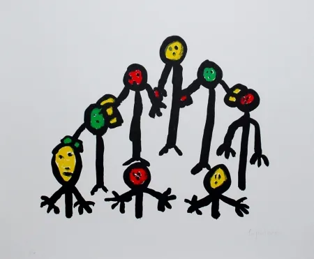 Litografía Ionesco - Le cercle familial