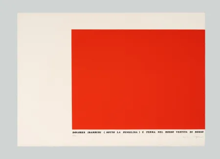 Serigrafía Isgro - Dolores Ibarruri (sotto la pensilina) è ferma nel rosso vestita di rosso