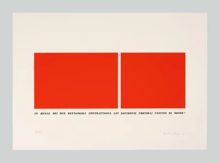 Serigrafía Isgro - In quale dei due rettangoli contrattacca Led Dadidovic Trotskji vestito di rosso?
