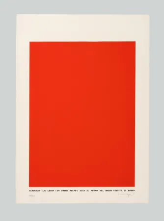 Serigrafía Isgro - Vladimir Ilic Lenin (in primo piano) alza il pugno nel rosso vestito di rosso