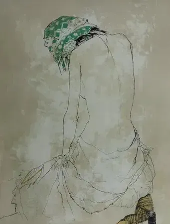 Litografía Jansem - Foulard vert (1993)
