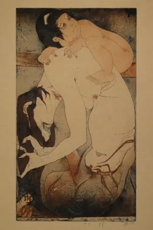 Aguafuerte Y Aguatinta Janssen - Die Bergfrau Yamauba und das Riesenkind Kintaro