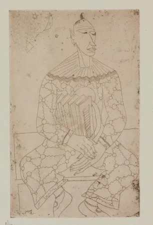 Aguafuerte Jespers - Clown avec accordeon