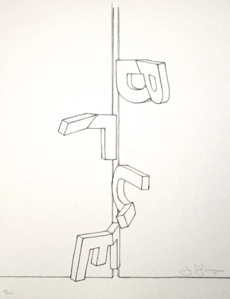 Litografía Johns - Bent blue