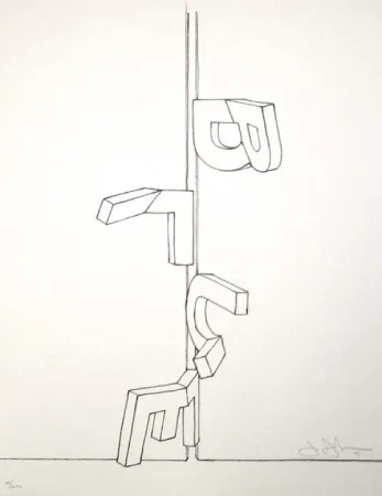 Litografía Johns - Bent blue