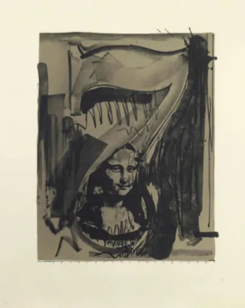 Litografía Johns - Figure 7, Black Numerals Series