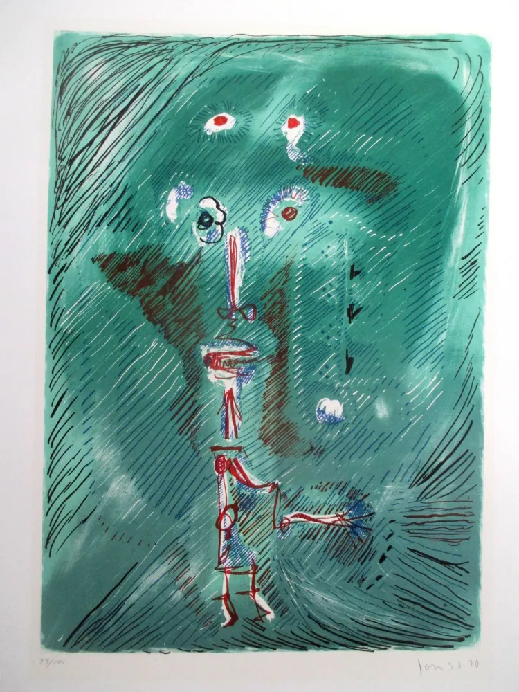 Litografía Jorn - Dieu chantant de la bouteille