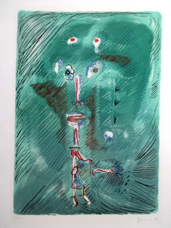 Litografía Jorn - Dieu chantant de la bouteille