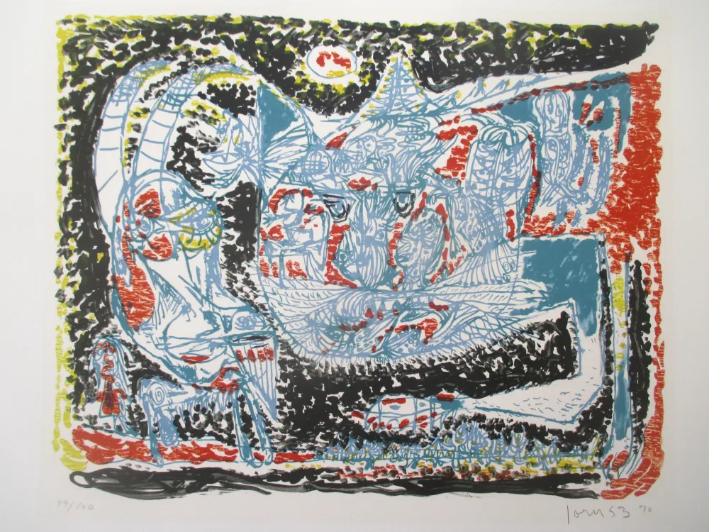 Litografía Jorn - Le Chat qui rit