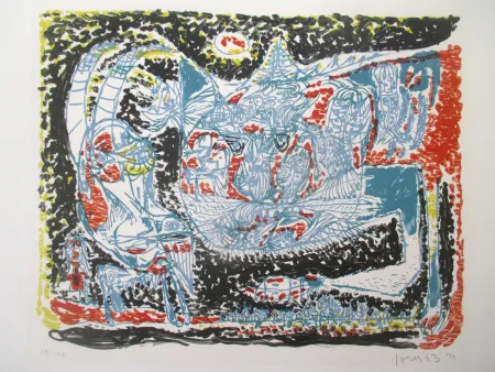Litografía Jorn - Le Chat qui rit