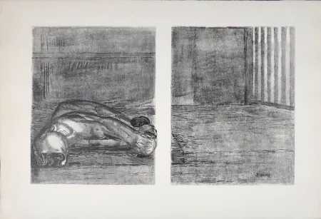 Litografía Jouve - Panthère capturée, 1934.