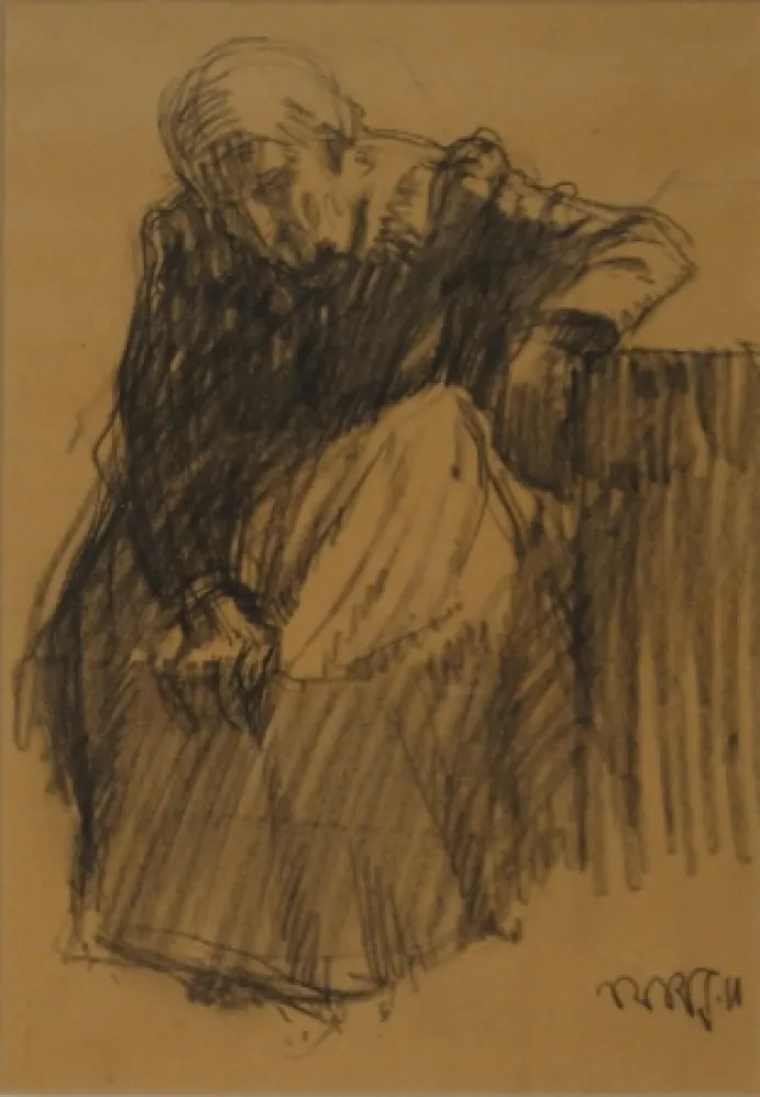 Monotipo Junghanns - Sitzende alte Frau