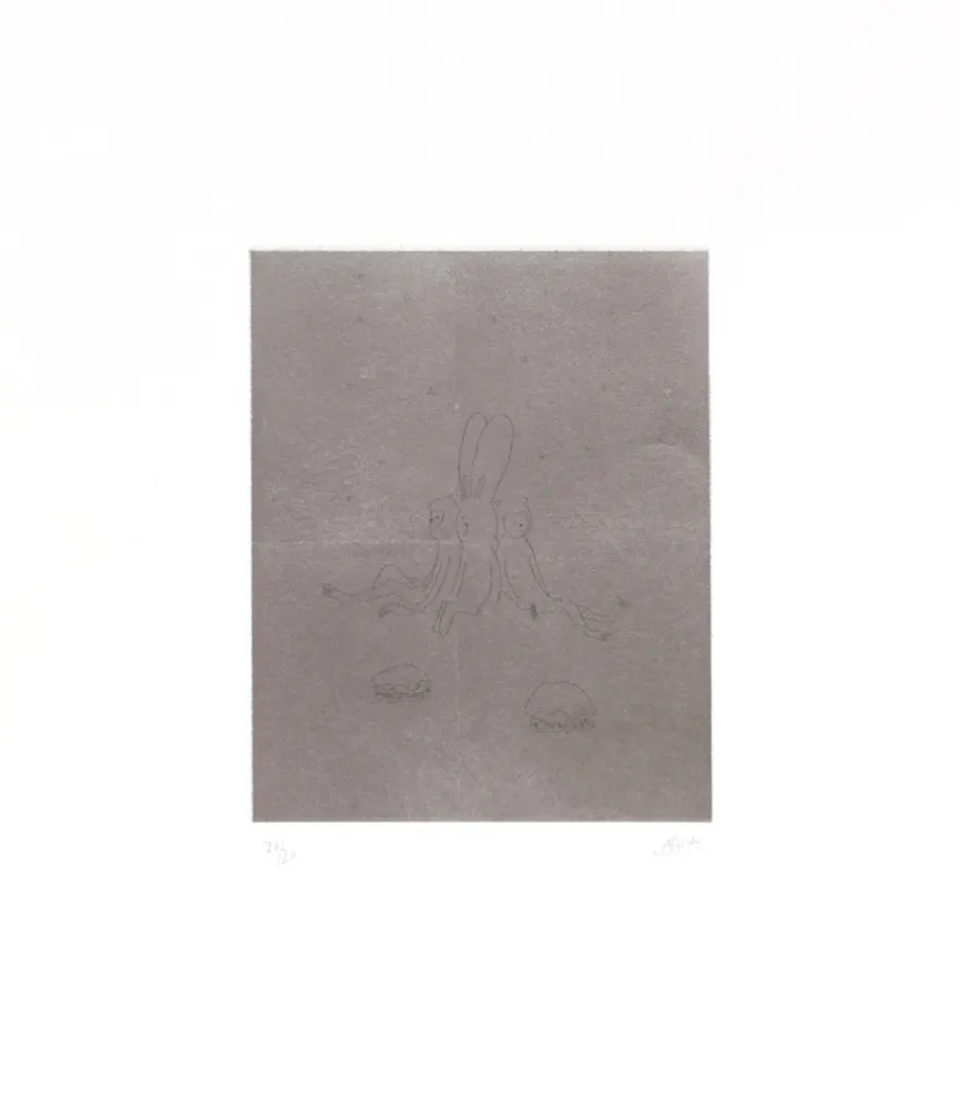 Grabado Kaga - Four sleepers with monkeys