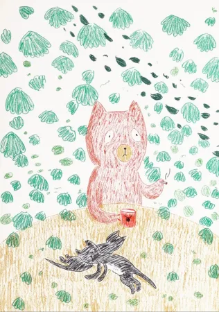 Litografía Kaga - Kumacchi in green 1