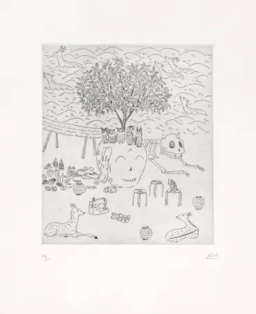 Grabado Kaga - Loquat tree