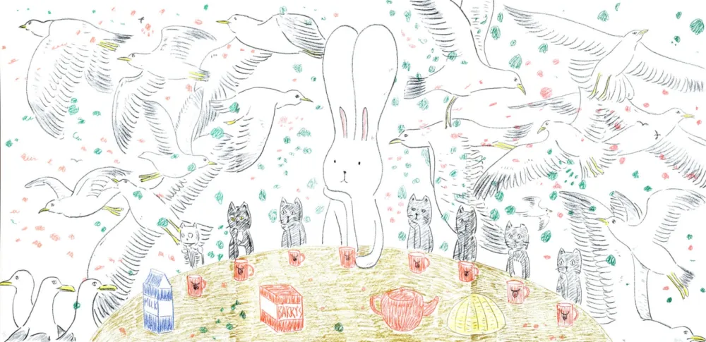 Litografía Kaga - Usacchi con gaviotas