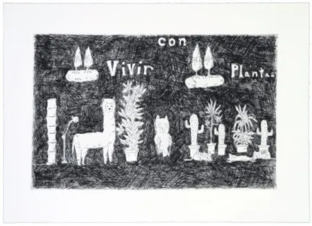 Grabado Kaga - Vivir con plantas