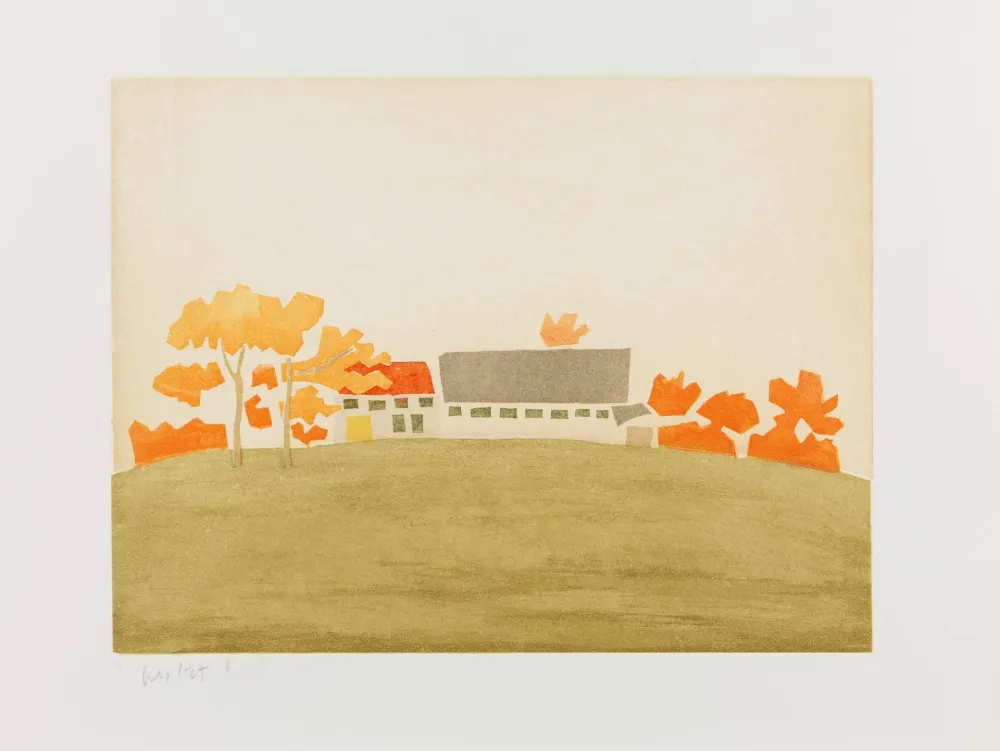 Aguatinta Katz - House and Barn