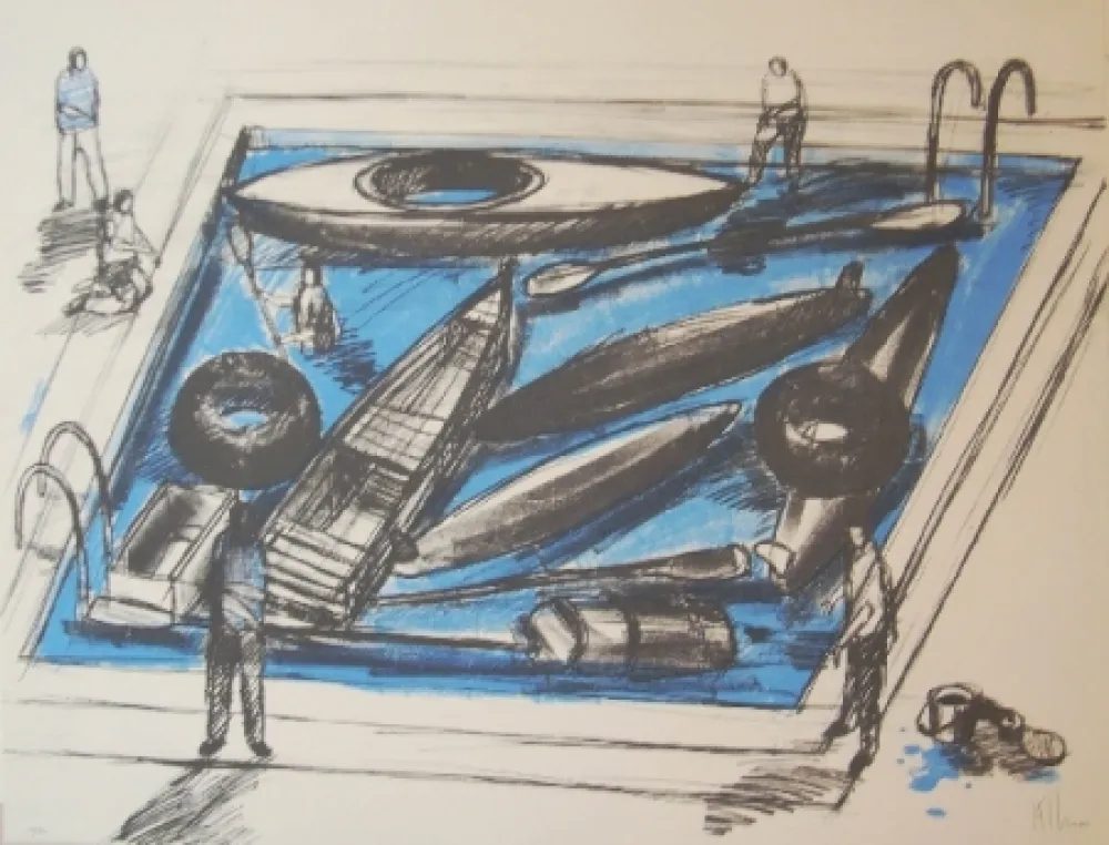 Litografía Kcho -  Regresa vida mia que te espero 1