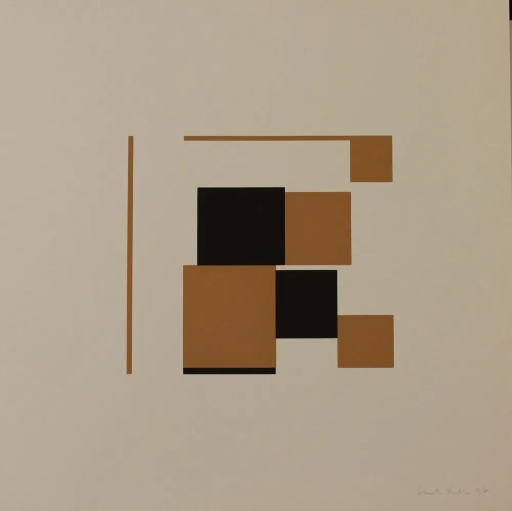 Litografía Kenneth - OCHRE AND BLACK - EXACTA FROM CONSTRUCTIVISM TO SYSTEMATIC ART 1918-1985