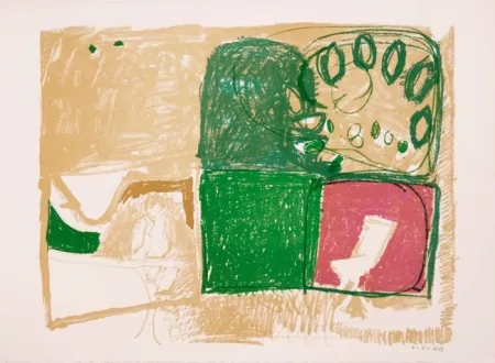 Litografía Kimura - Paysage vert et violet