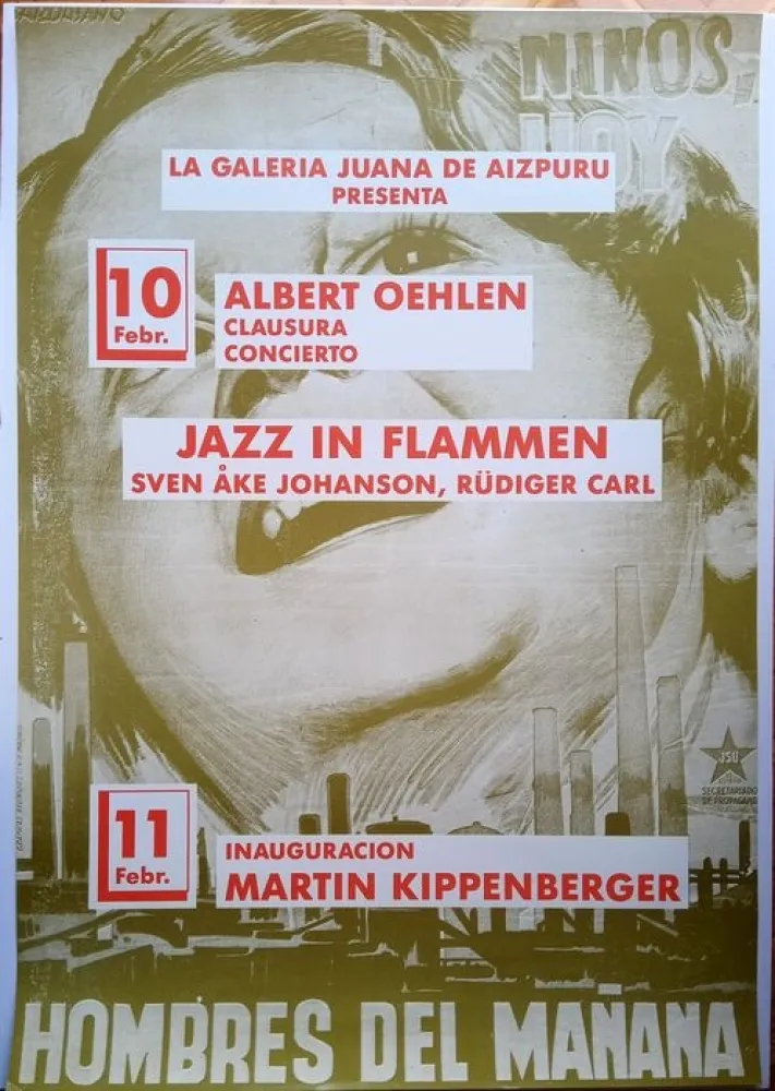 Cartel Kippenberger - Affiche Jazz in Flammen - Albert Oehlen, closing, concert. 11 Febr. Opening