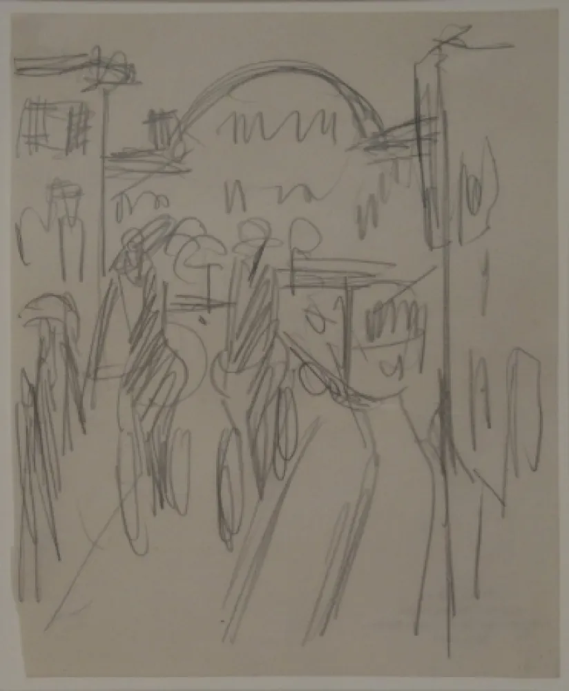 Sin Técnico Kirchner - (Bahnhof Friedrichstrasse mit Radfahrern, Passanten und Strassenbahn)