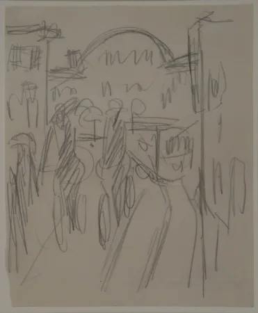 Sin Técnico Kirchner - (Bahnhof Friedrichstrasse mit Radfahrern, Passanten und Strassenbahn)