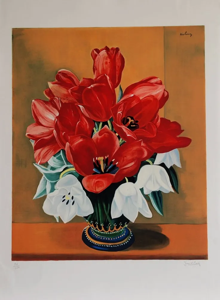 Litografía Kisling - Bouquet de Fleurs