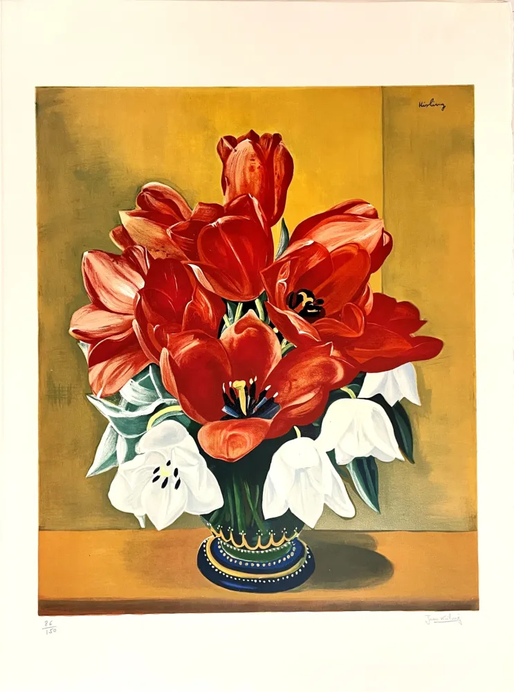 Litografía Kisling - Bouquet de Fleurs