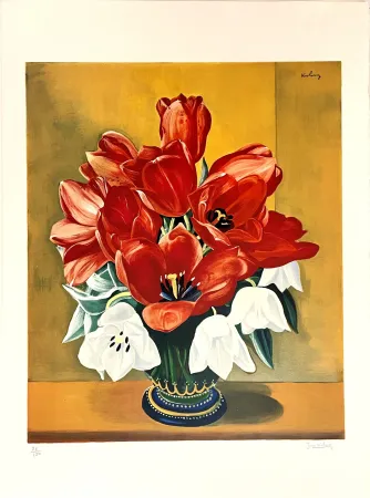 Litografía Kisling - Bouquet de Fleurs