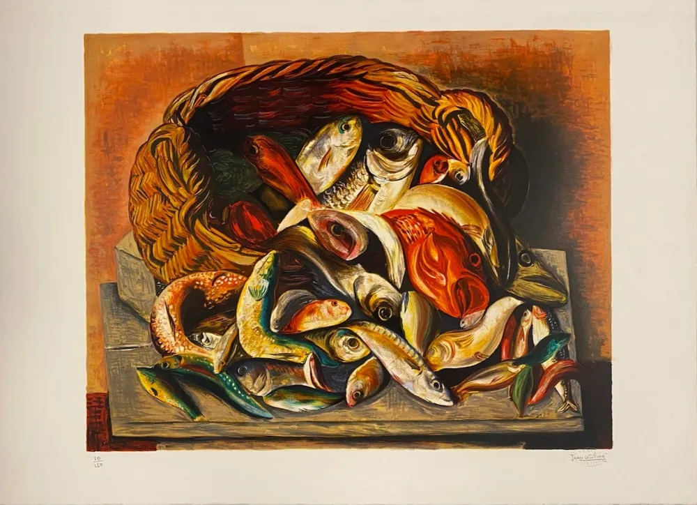 Litografía Kisling - Les poissons