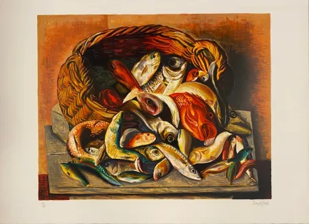 Litografía Kisling - Les poissons