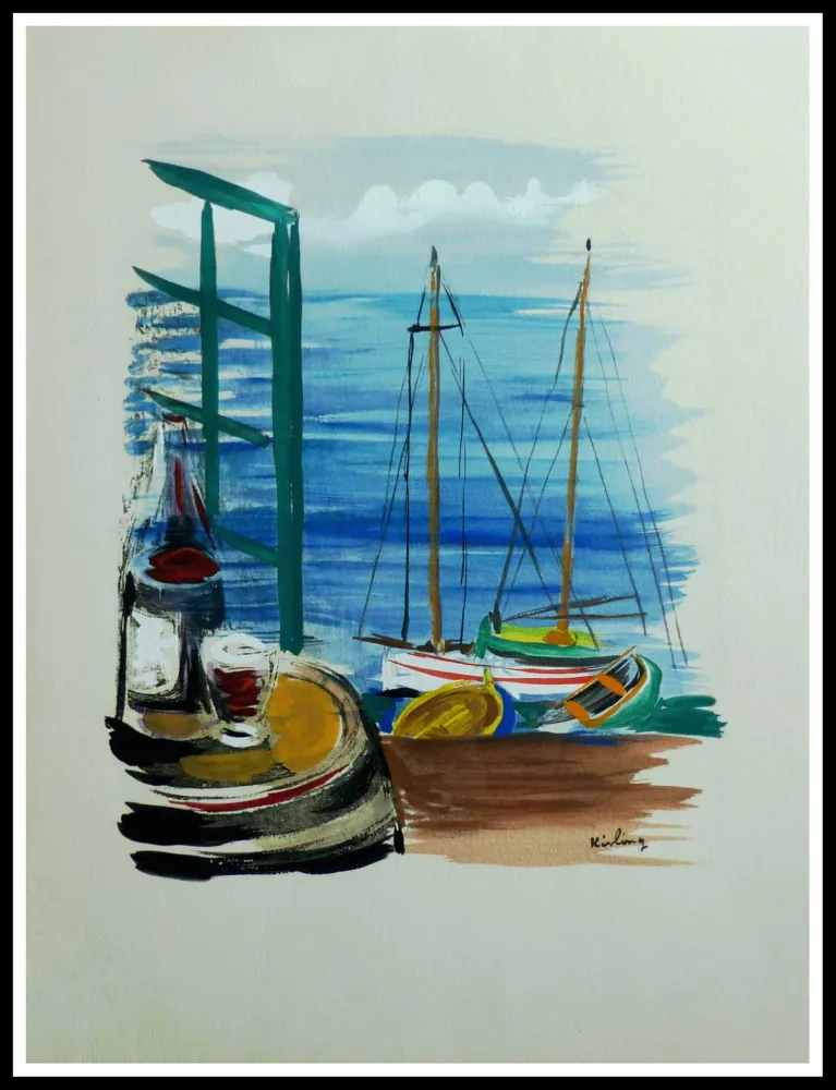 Litografía Kisling - VINS FLEURS & FLAMMES