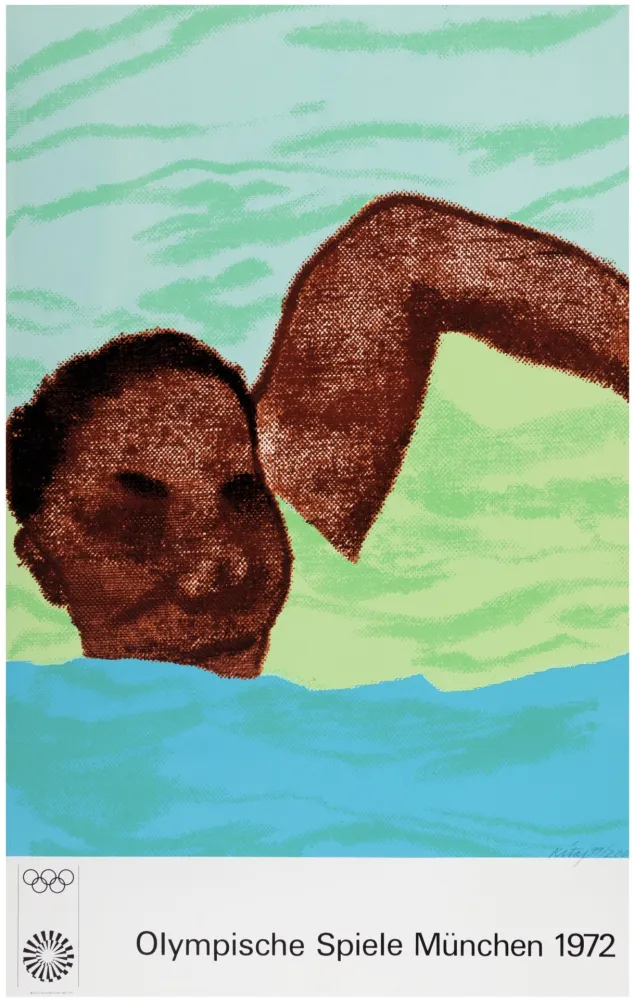 Litografía Kitaj - Swimmer, from the Munich Olympics Portfolio, 1972 - Hand-signed